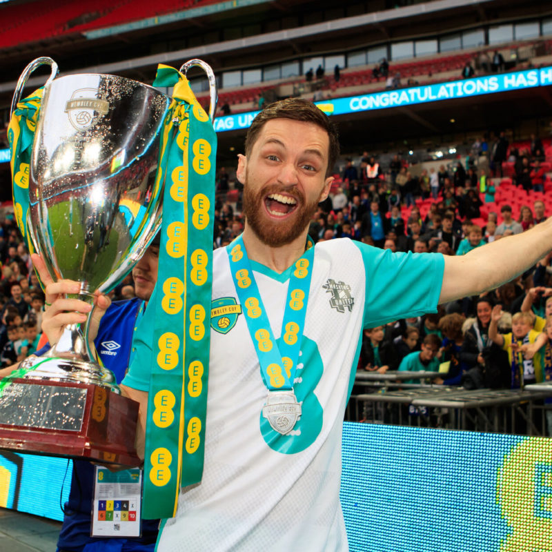 Hashtag United's Spencer FC pictured at The EE Wembley Cup Final at Wembley Stadium connected by EE.